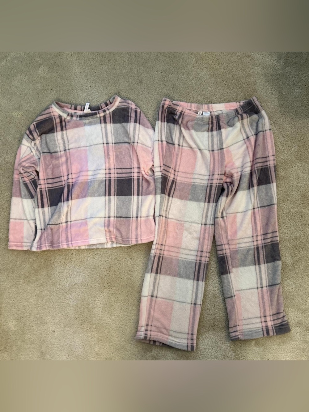 Pink Plaid Pajama Set - Soft Fleece Top & Pants